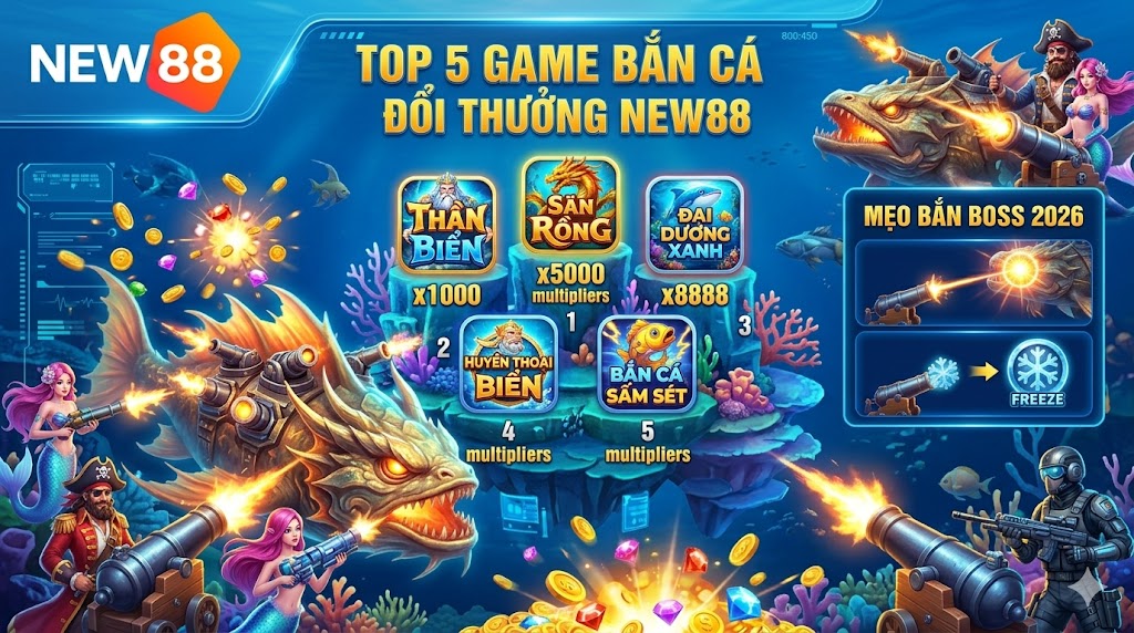 Game bắn cá NEW88 đổi thưởng đồ họa 3D đại dương sống động